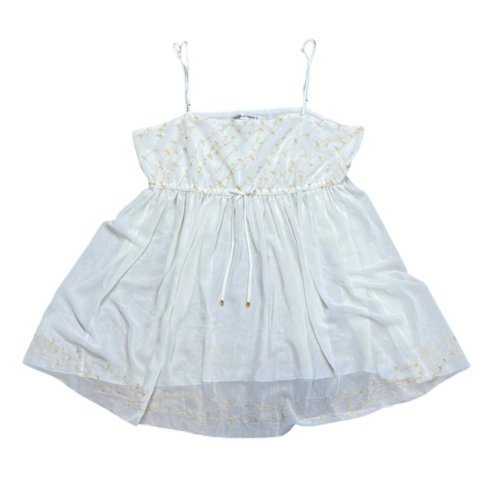 Y2K Victorias Secret Fairycore Lingerie Slip Dress With Golden Leaves Embroidery